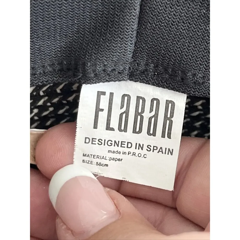 FLABAR Paper Straw Brown & White Mix Floppy Sun Hat with Beaded Hatband 58cms